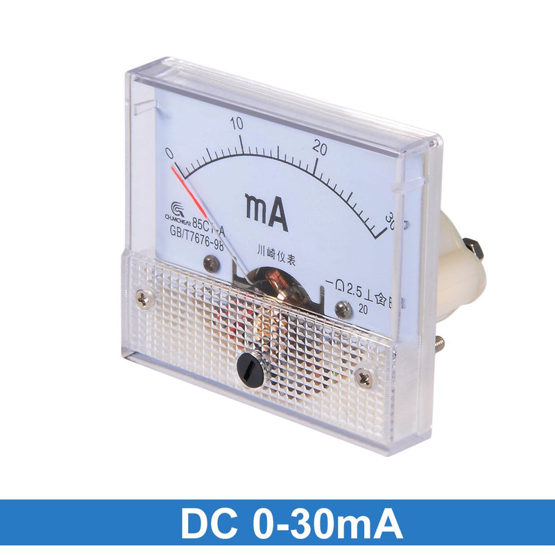 uxcell Analog Current Panel Meter DC 0-30mA 85C1 Ammeter 64x60x56mm for Circuit Testing Charging Battery Ampere Tester Gauge Pack of 1