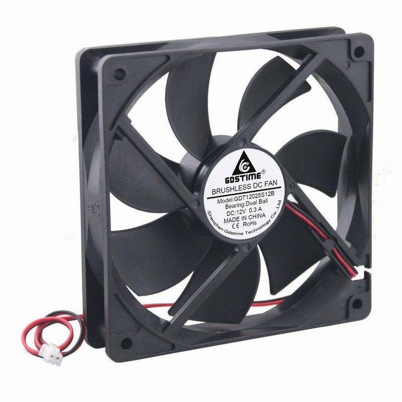GDSTIME Dual Ball Bearings 120mm x 120mm x 25mm 5 inch 12v Brushless DC Cooling Exhaust Fan