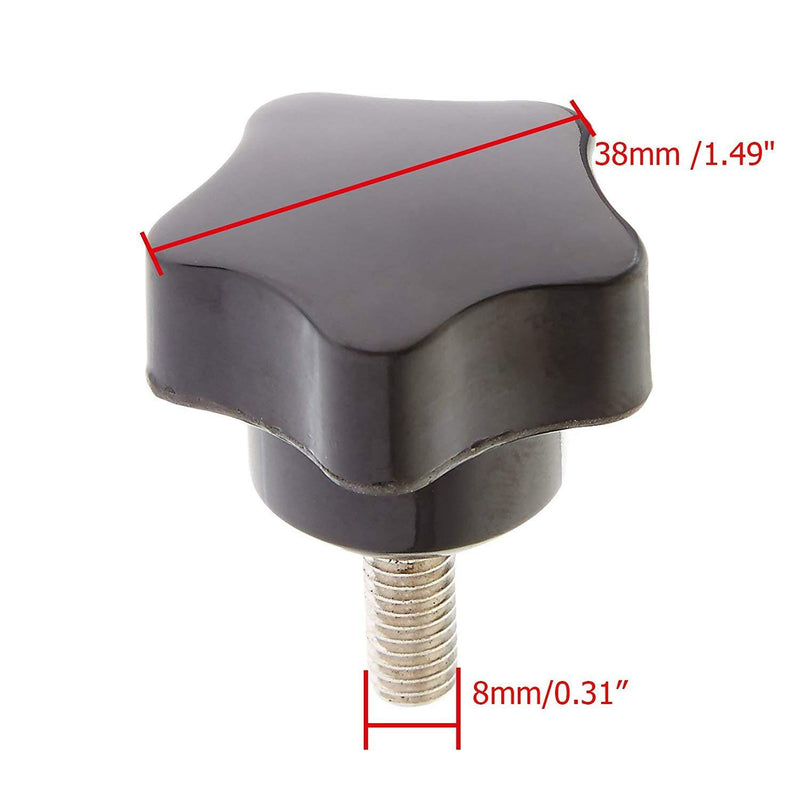 XMHF M8x 20mm Male Thread Knurled Thumb Screw on Metal Clamping Star Head Clamping Star Knob Grip Handle 10pcs