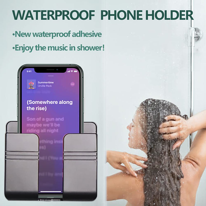 Wall Mount Phone Holder, Phone Stand with Data Cable Receiving Hole.Multi Purpose Phone Charging Dock with Adhesive.Phone Holder for Shower/Charging Compatible with iPhone and Android（White）