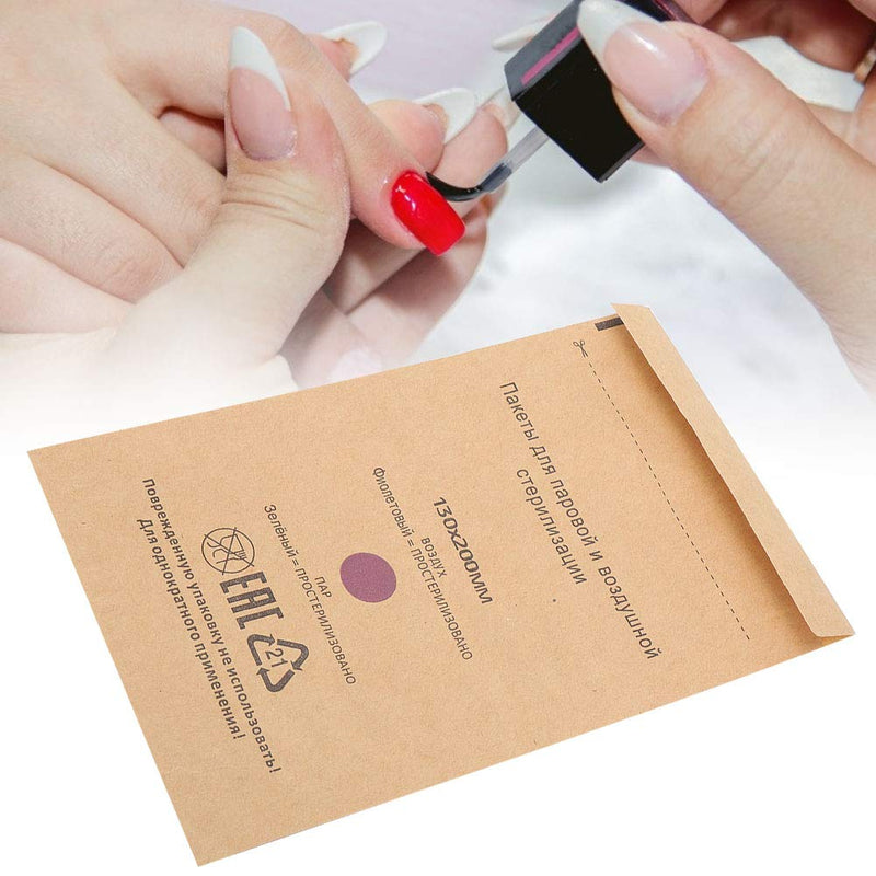 100pcs Sterilization Bags, Self-Sealing Sterilization Autoclave Bags, Disposable Autoclave Sterilizer Bags Disinfectant Accessories for Cosmetics and Nail Tools