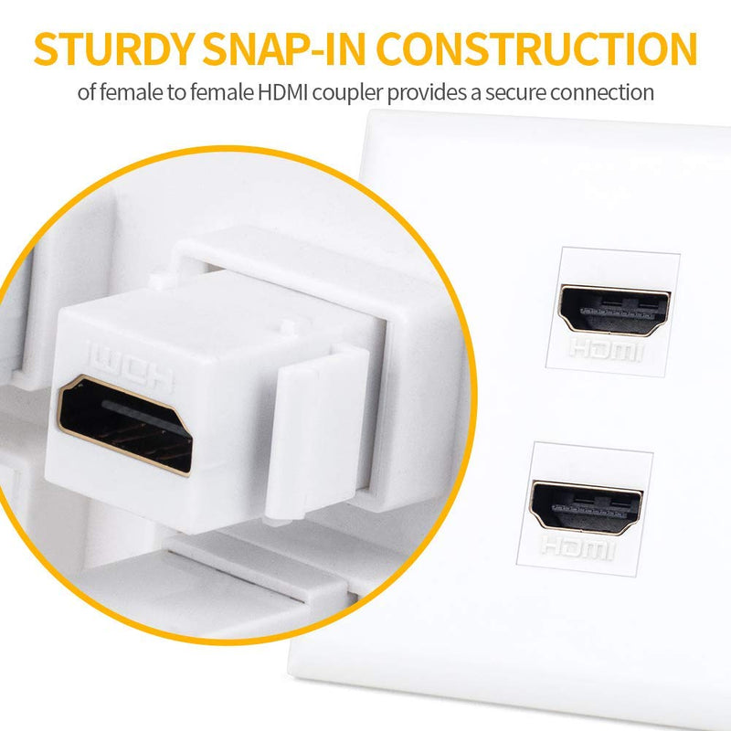 PHIZLI HDMI Keystone Jack 4K, 20 Pack HDMI Keystone Insert Female to Female Coupler Adapter (White) 20 Plus 1