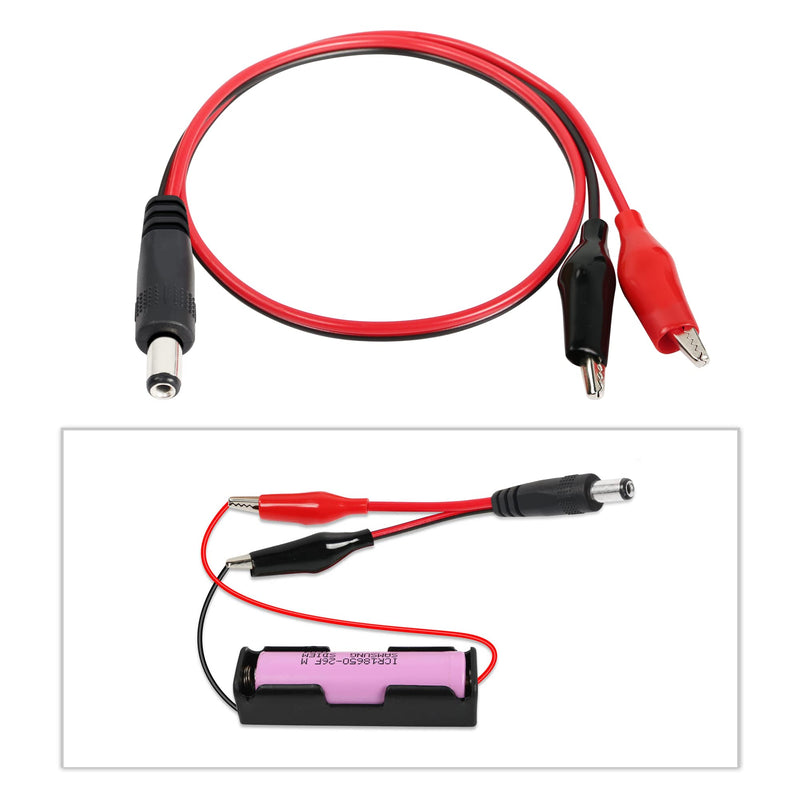 PNGKNYOCN Alligator Clip Jumper Probe to DC 5.5x2.1mm Male and Female Test Wre 18AWG Adapter Red and Black Wire Alligator Clip Test Wire 50 cm for Testing The Circuit ( DC Male +DC Female)