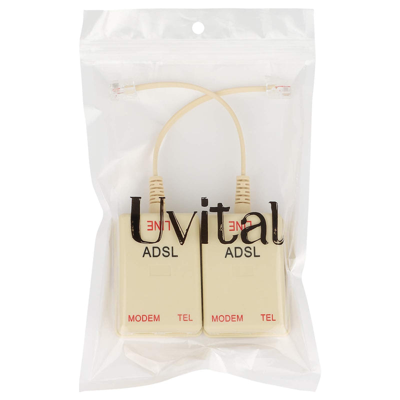 Uvital in-line DSL Filter Splitter/in-line DSL Filter RJ11 6P2C Male to 2 Female Telephone Modem ADSL Splitter Filter (Cream, 2 Pack) Cream