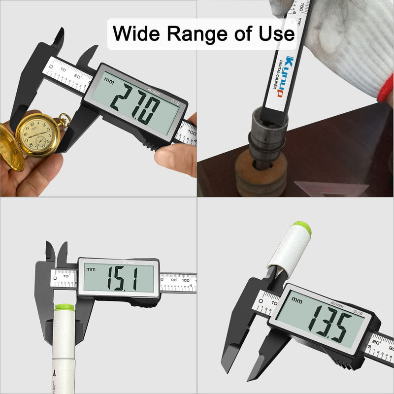 Kynup Digital Caliper with Large LCD Screen, Digital Caliper, Millimeter/Inch Conversion, Lightweight Measuring Tools Caliper, Carbon Fiber, 150mm Caliper with Large LCD Screen