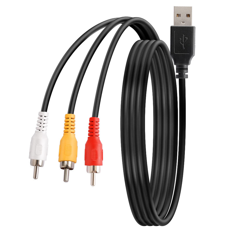 Yeworth USB to 3RCA Cable, 1.5m USB Male to 3 RCA Male Jack Splitter Audio Video AV Composite Adapter Cable for USB-enabled TVs and PCs