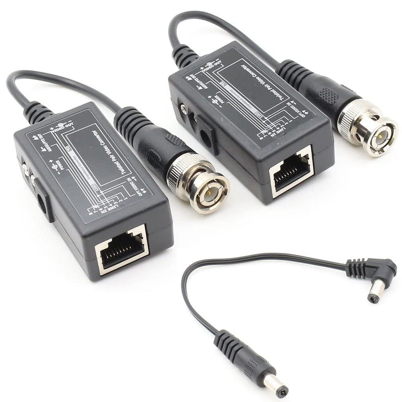 Evertech 4 Pairs (8 pcs) RJ-45 to BNC Converter Video Baluns with Power Connectors for Security CCTV Surveillance Camera