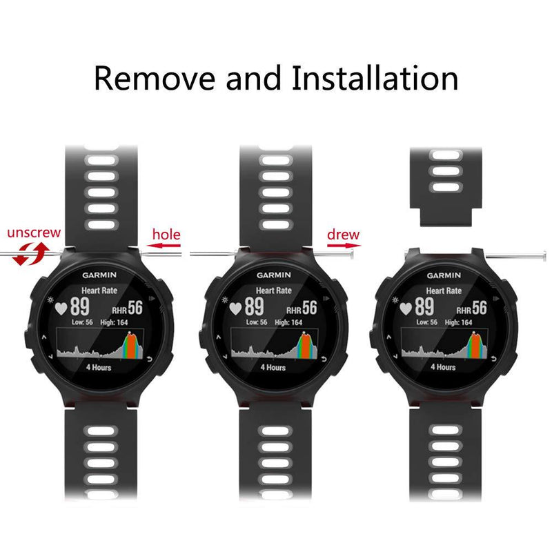 ISABAKE Compatible Forerunner 735XT Band Soft Silicone Sport Watch Strap Wristbands for Forerunner 220 230 235 620 630 Approach S20 S5 S6(Black/Gray) Gray/Black