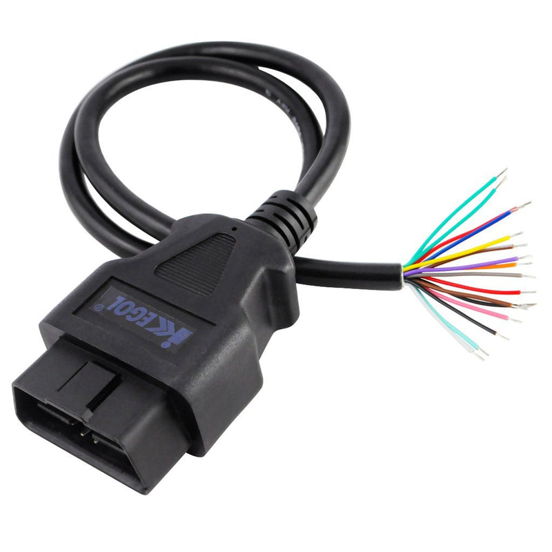 iKKEGOL 16 Pin J1962 OBD2 OBD-II Male Connector to Open Plug Wire, OBD Diagnostic Extension Cable Pigtail for DIY (60cm 24" inch, 2ft) 1x Male connector Pigtail