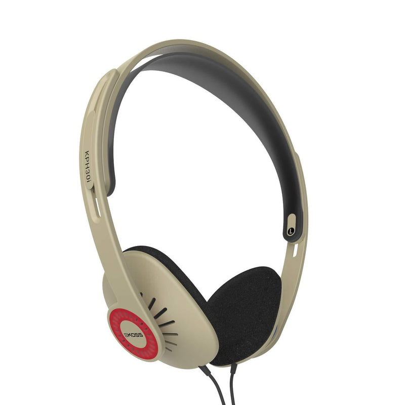 Koss KPH30iRB On-Ear Headphones, in-Line Microphone and Touch Remote Control, D-Profile Design, Wired with 3.5mm Plug, Rhythm Beige