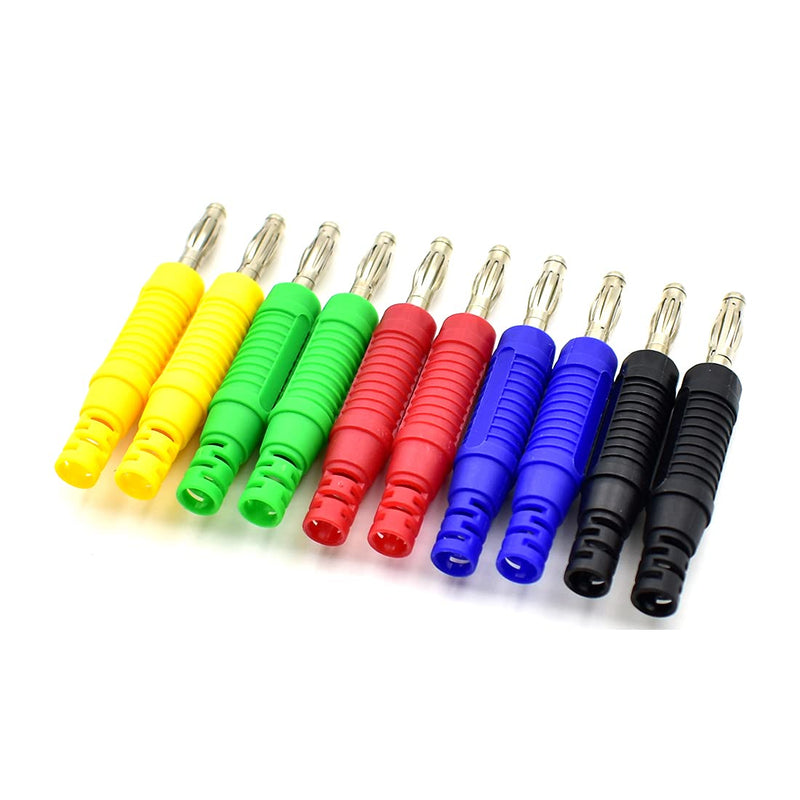 5Colors 4mm Banana Plug Solder DIY Male Connectors Adapters for Multimeter Test Leads Electrical Testing-10Pack 5Colors