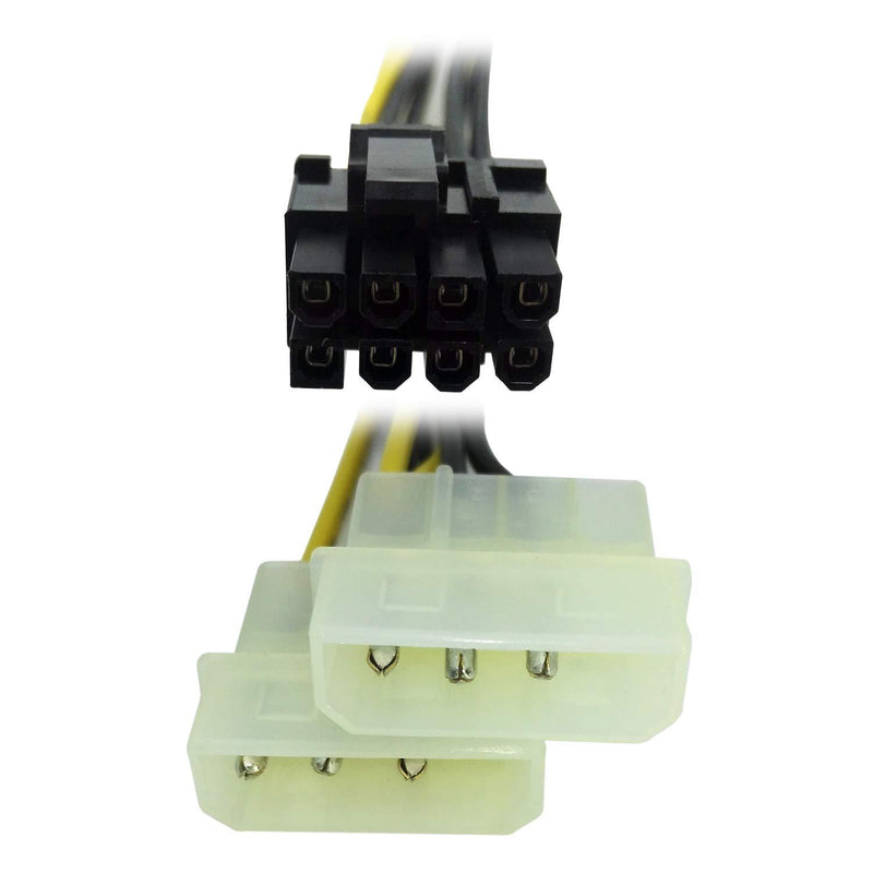 COMeap (3-Pack) 8 Pin (6+2) Male PCI Express to 2X Molex Power Adapter Cable 9-inch(23cm)