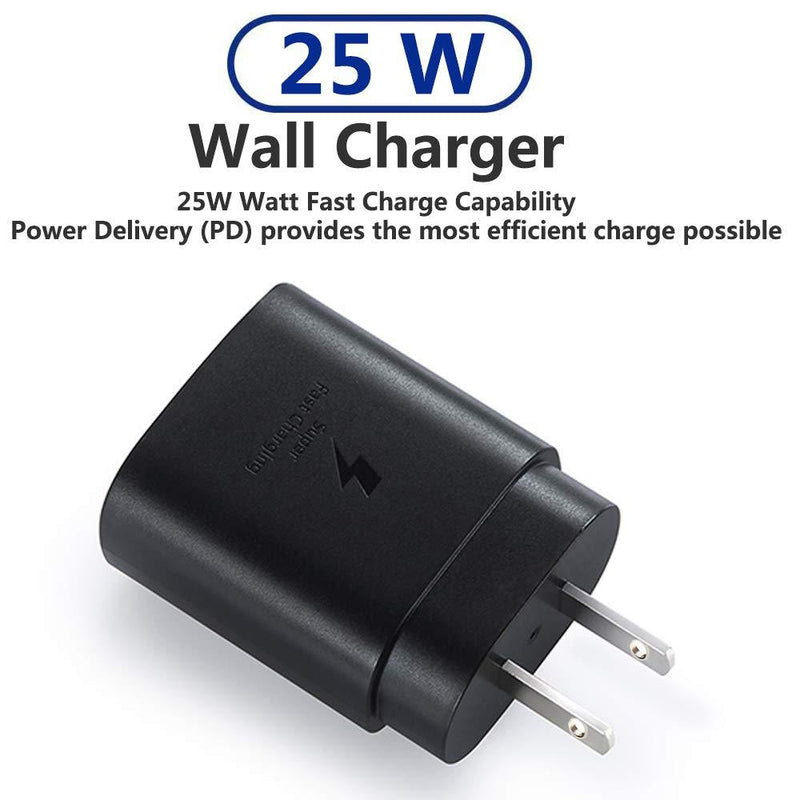 Super Fast Type C Charger Kit,2-Pack PD 25W Fast Charger and 5-ft USB C to USB C Fast Charging Cable for Samsung Galaxy S21/S21+/S21 Ultra/S20/S20+/S20 Ultra/Note 20/Note 20 Ultra/Note 10/Note10+