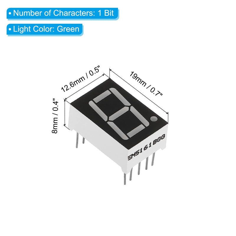 PATIKIL LED Display Digital Tube 20 Pack Common Anode 7 Section 10 Pin 1 Bit 3.3V 0.56" Digit Height LED Display Modules for Electronic Driver Board Green