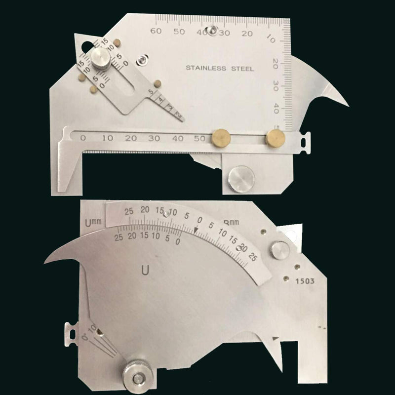 Carkio V-WAC Gage Biting Edge Stainless Steel Welding Gauge + 7 Piece Fillet Weld Gauge Gage Set + MG-8 Bridge Cam Gage Welding Gauge kit