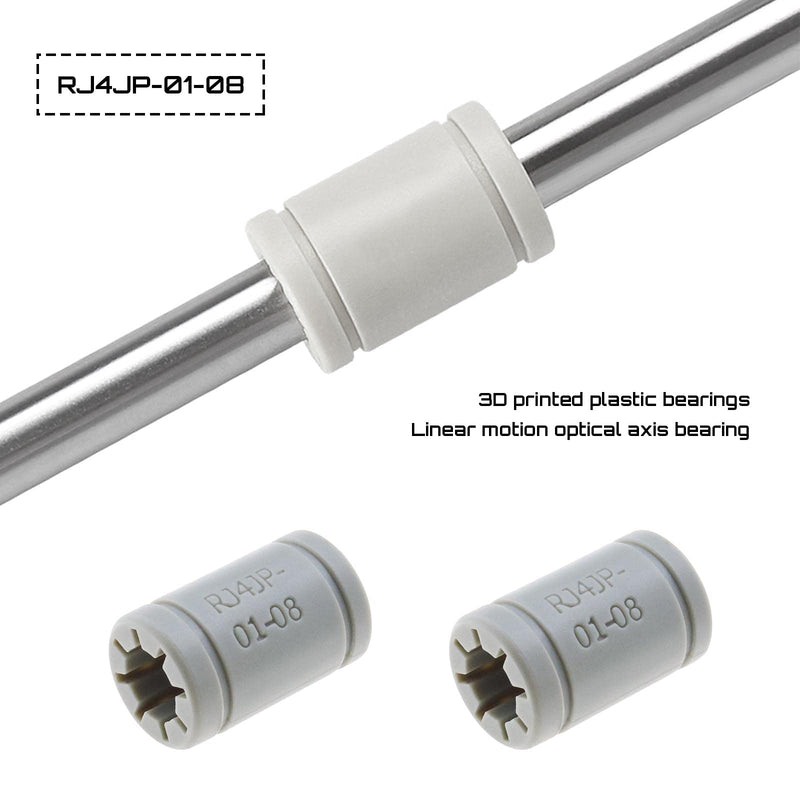 RJ4JP-01-08 Linear Bearing 3D Printer Replacement LM8UU Bearing 8mm Inner Shaft 15mm Outer Diameter 24mm Length 10-Pack