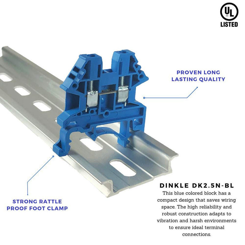 Dinkle DK2.5N-BL DIN Rail Terminal Blocks (Pack of 100)