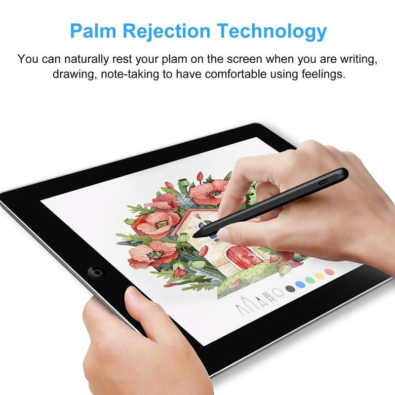 Stylus Pen for iPad with Palm Rejection, FOJOJO Active Pencil Compatible with (2018-2020) Apple iPad 8th/7th/6th Gen, iPad Air 4th/3rd Gen, iPad Pro 11 & 12.9 inch, iPad Mini 5th Gen Black