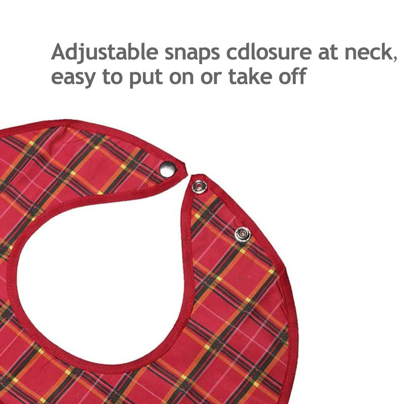 Bacaby Adult Bibs for Eating (3 Pack) - Washable Reusable Waterproof Clothing Protector with Crumb Catcher - Bibs for Seniors for Eating at Mealtime 30"L x 19.5" Men/Women - Unisex