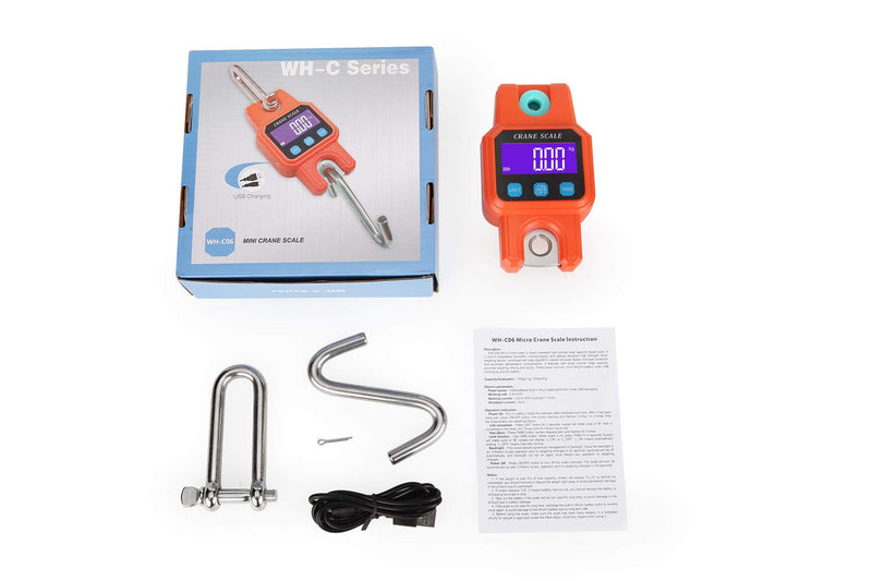 Crane Scale,Klau Portable Rechargeable 300 kg / 600 lb Heavy Duty Digital Hanging Scales LED Display with Backlight Orange for Home Farm Hunting Outdoor