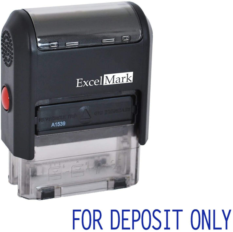 for Deposit ONLY - ExcelMark A1539 Self Inking Rubber Bank Stamp - Blue Ink