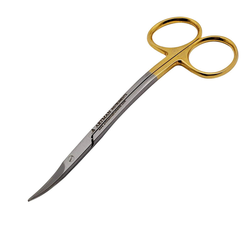 Scissors 4.5 inch LaGrange double curved Gold Plated handle Dental ENT EYE DERMA with tungsten carbide inserts BY Wise Linkers