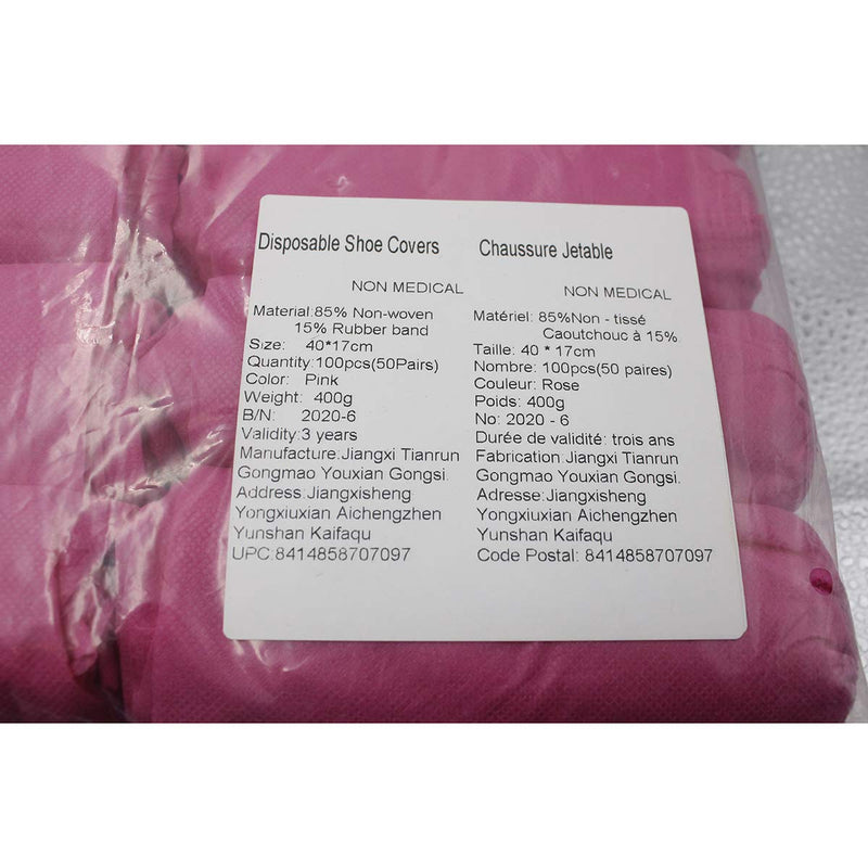 Disposable Shoe Covers 100PCS Non-Slip Durable Indoor Boot Overshoes Protector Thicked Non-Woven Shoe Covers for Carpet Floor Protection Construction Offices One Size Fits All (Pink) Pink