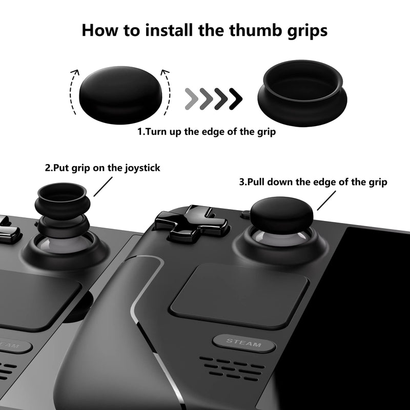 PlayVital Thumb Grip Caps for Steam Deck, Silicone Thumbsticks Grips Joystick Caps for Steam Deck - Diamond Grain & Crack Bomb Design