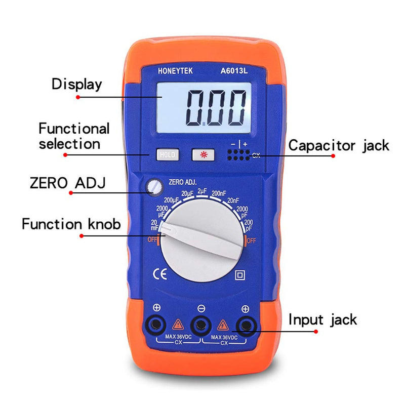 Honeytek A6013L Capacitance Meter Capacitor Electronic Measuring Capacitance Tester