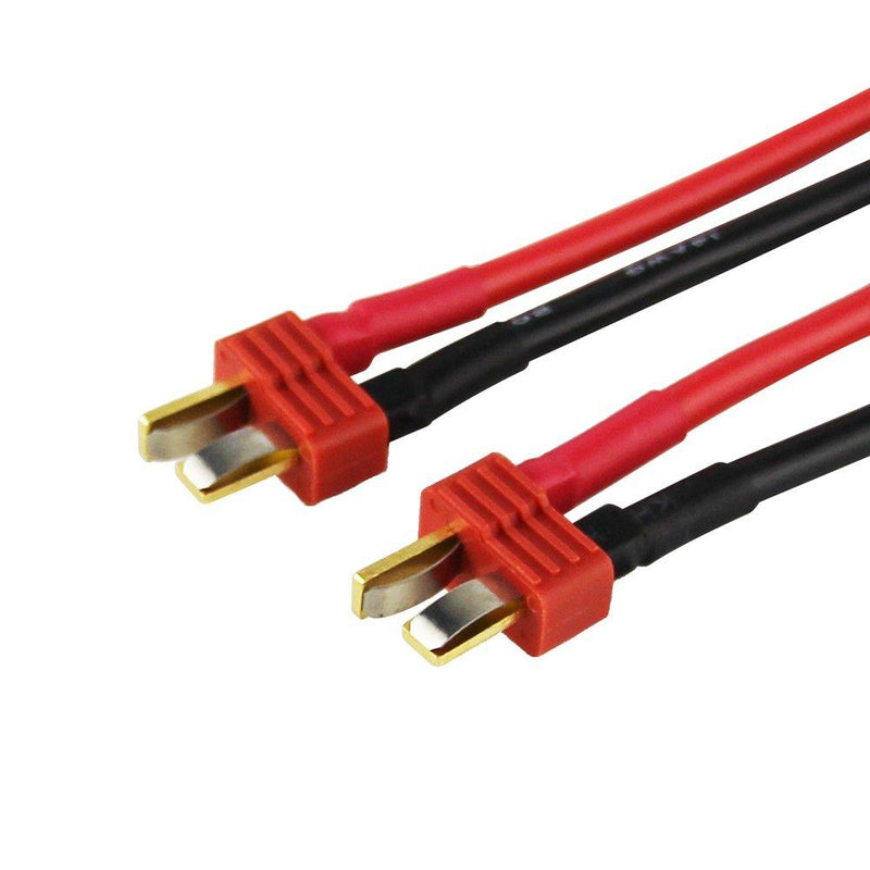 OliYin 2pcs Anti-Skid T-Plug Deans Style Connector to 4mm Banana Plugs Battery Charge Lead Adapter 14awg 30cm 11.8in Cable(Pack of 2)