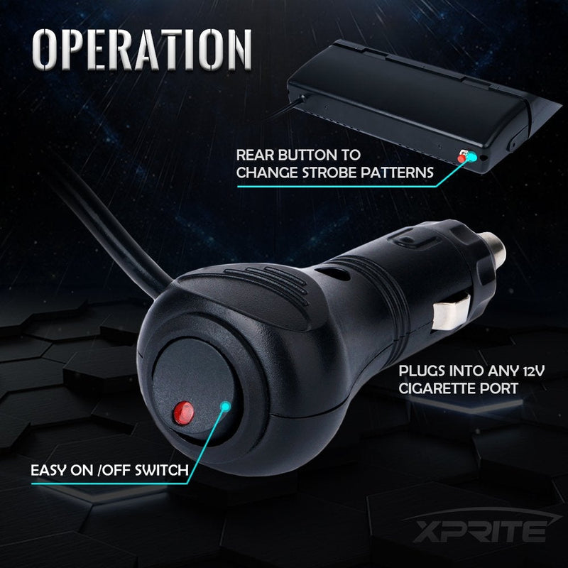 Xprite White Blue 16 LED High Intensity Emergency Hazard Warning Strobe Lights w/Suction Cups for Police Law Enforcement Vehicles Truck Interior Roof Windshield Dash Deck Flash Light #8 White Blue