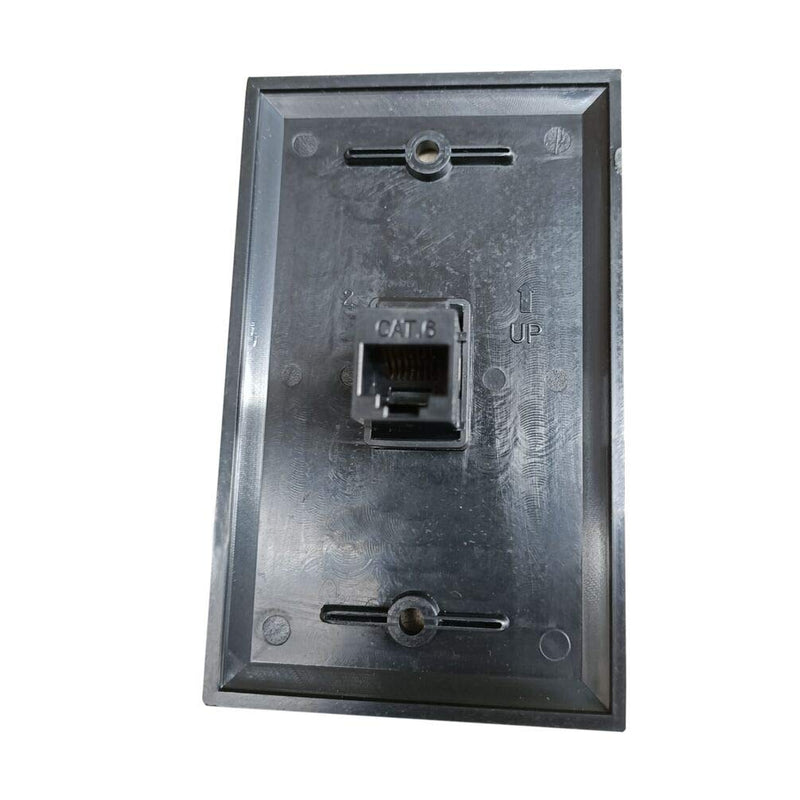 BUPLDET 1 Port Ethernet Wall Plate - Cat6 RJ45 Ethernet Wall Plate Female to Female Faceplate - Black 1CAT6