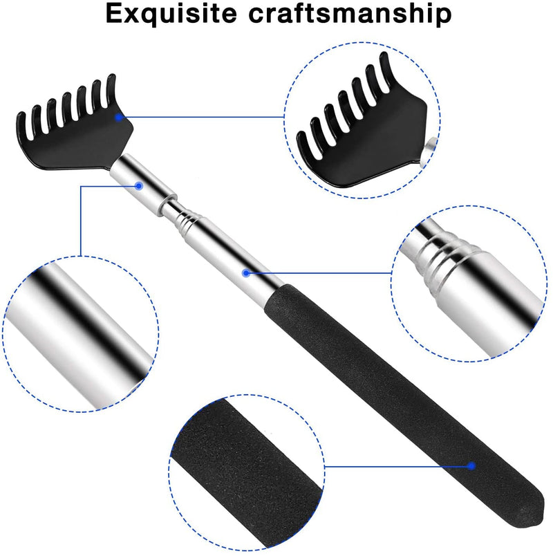2 Pack Portable Extendable Back Scratcher, Kuvvfe Stainless Steel Telescoping Back Scratcher with Beautiful Gift Packaging