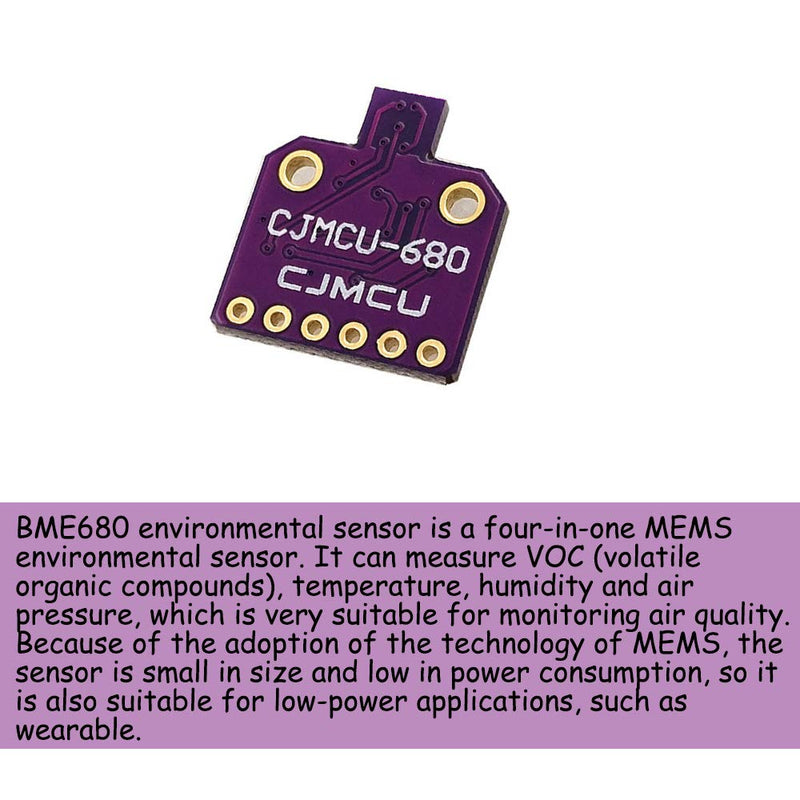 KOOBOOK 1Pcs BME680 Temperature, Humidity, Pressure and Gas Sensor Breakout Board Module 3.3V/5V for Arduino Raspberry Pi