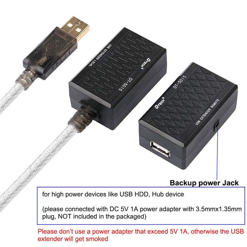 DTECH USB Extension Adapter USB to RJ45 Extender Over Cat5 Cat5e Ethernet Cable Set Connection up to 200ft 1 port