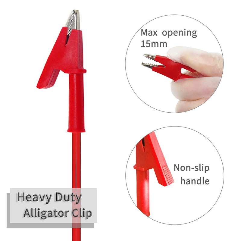 Goupchn Multimeter Test Leads Banana Plug Right Angle to Alligator Clips Soft Test Cable Wires for Electrical Testing 2 Pack 3.3ft / 1m
