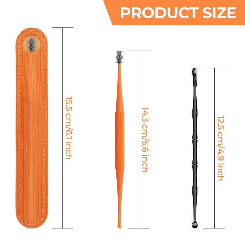 Q Grips Earwax Removal Kit Ears Cleaner 2 Pieces Ear Remover Pick Tool Set Reusable Soft Silicone with Exquisite Leather case for Olders Adult Kids Grey