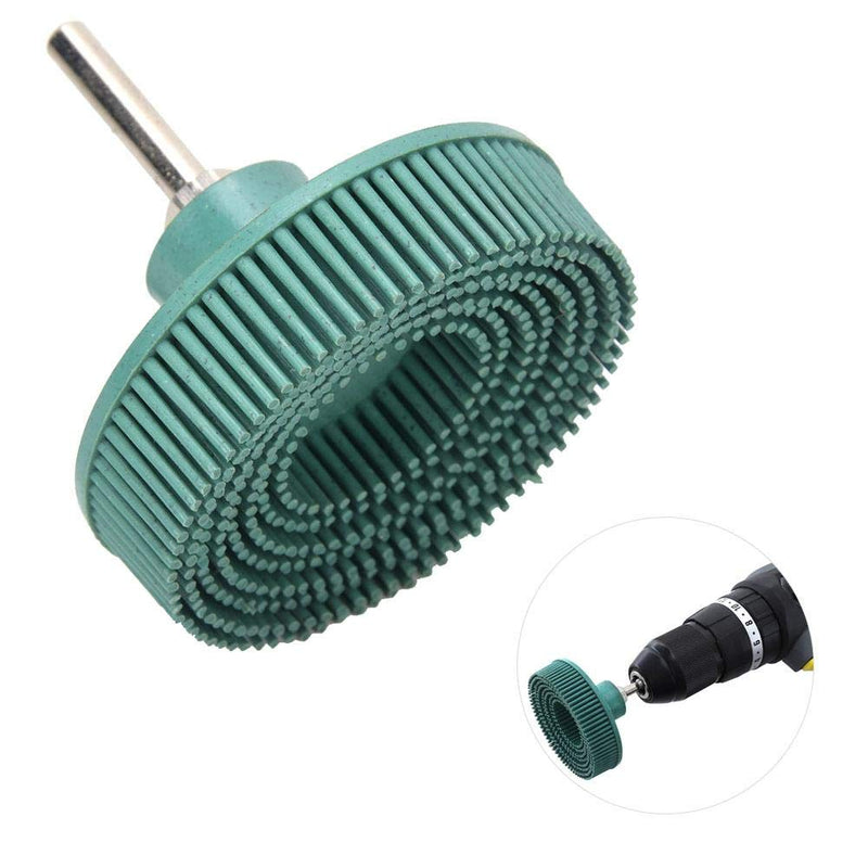 Bristle Brush Disc 3 Inch Rubber Abrasive Brush Polishing Grinding Disc for Burr Rust Removal (Green)