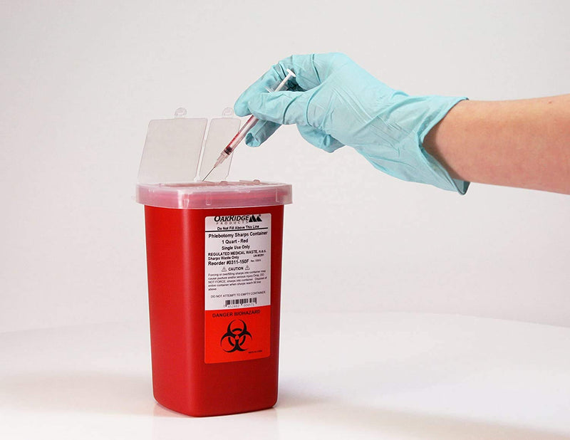 1 Quart Size (Pack of 3) | Oakridge Products Sharps Container with Flip Lid | for Diabetics