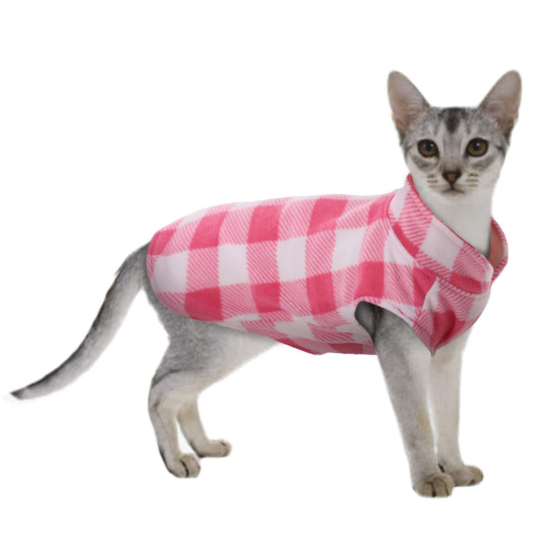 Kuoser Stretch Dog Fleece Vest, Soft Classic Plaid Basic Dog Sweater for Small Dogs & Cats, Warm Dogs Shirt Pullover Dog Coat Jacket Winter Dog Clothes for Teddy Chihuahua Yorkshire with Leash Hole XX-Small Pink Plaid