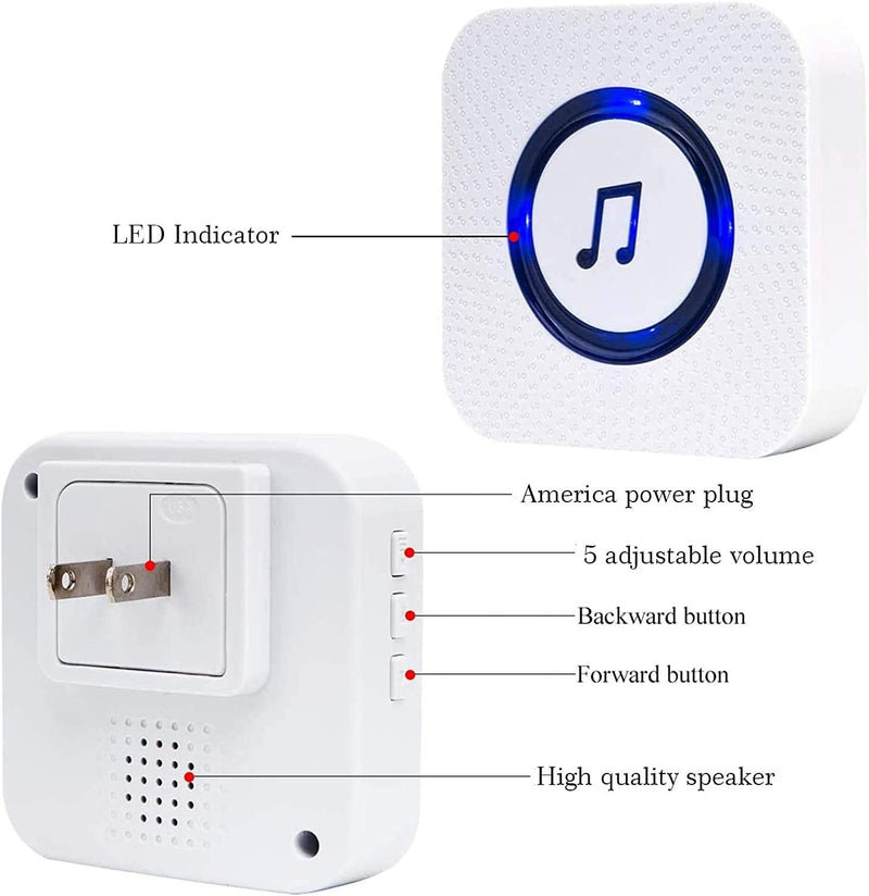 Door Chime Wireless Door Sensor Sanjie Enter Alert Chimes for Business/Home with 5 adjustable volume 55 Ringtones 1000 Range,1 Plug-in Receiver 4 Magnetic sensors (White) 1 Receiver + 4 Sensors