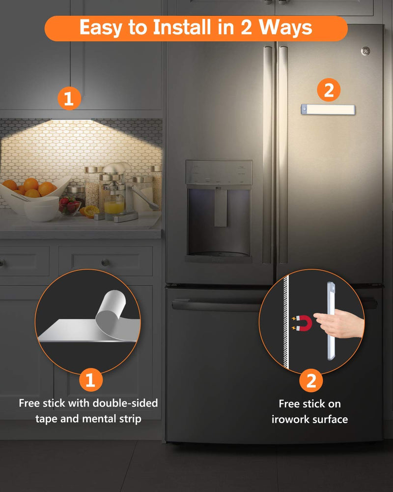 Motion Sensor Led Under Cabinet Lighting Wireless Cabinet Light Rechargeable, Closet Light 30Led Battery Operated for Kitchen, Closet (Warm White, 2Pack) Warm White