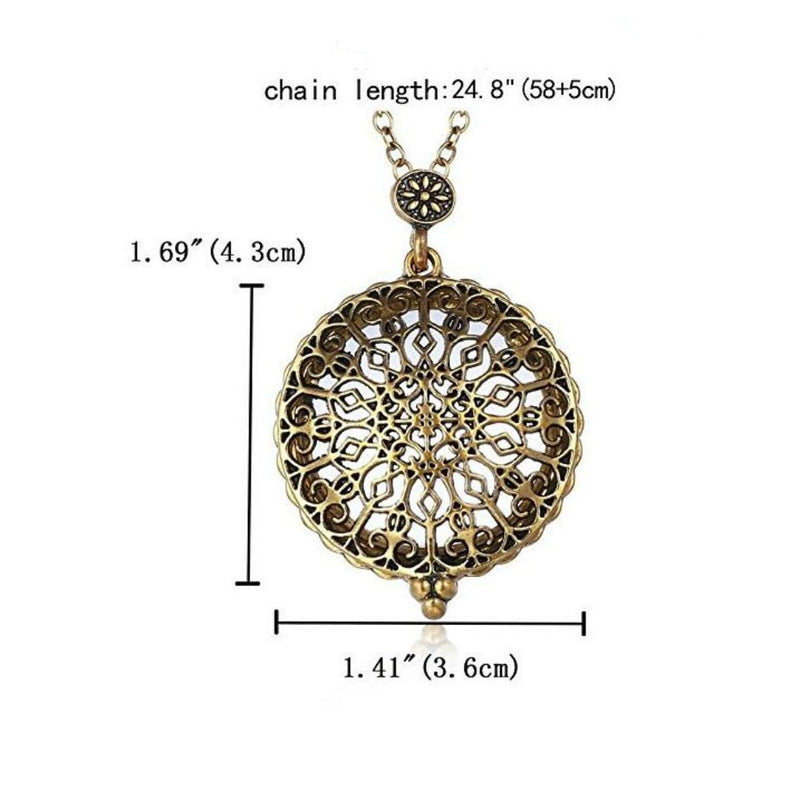 AKOAK 5X Portable Vintage Magnifying Glass Pendant Necklace for Library,Reading Fine Print,Zooming,Increase Vision,Jewelry and Gift (Flower-1) Flower-1