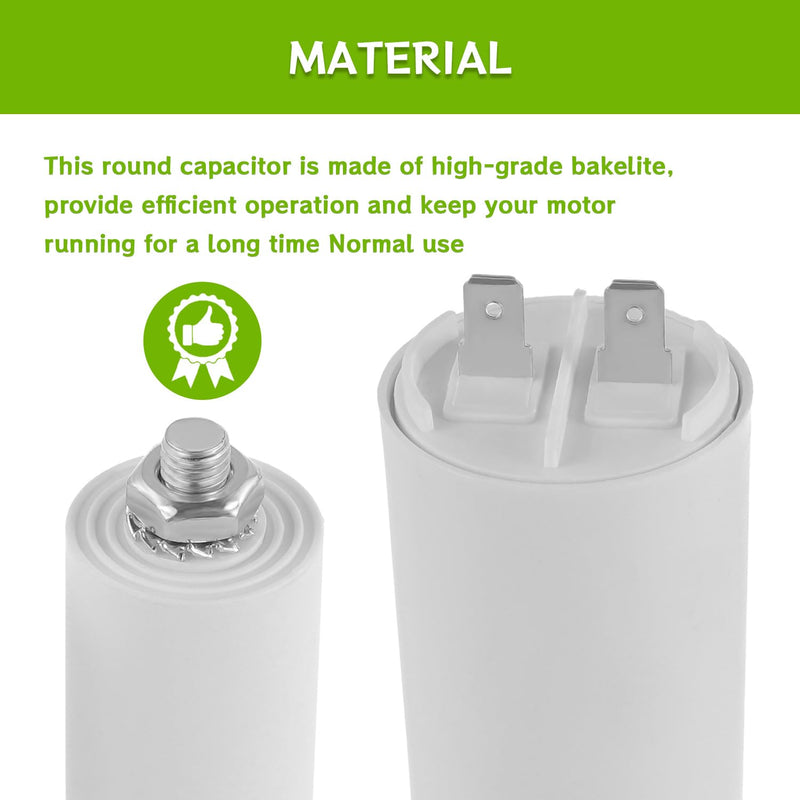 BOJACK CBB60 motor capacitor 25uF 450V starting capacitor 40x95MM capacitor 25 µF 450 volt M8 plug, suitable for electric motors and swimming pool pumps, 50/60Hz