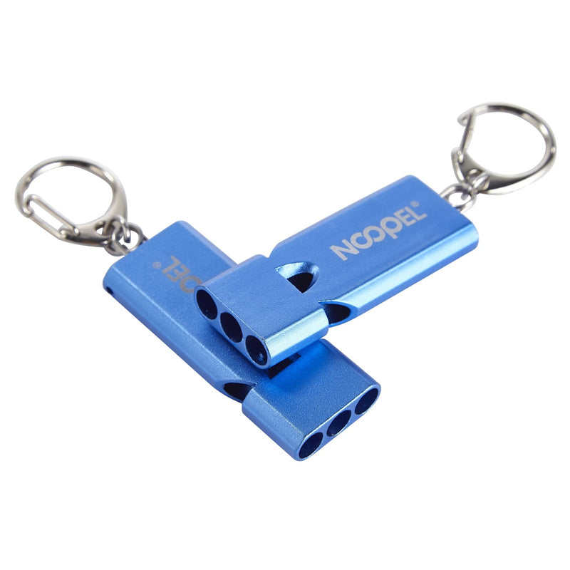 Noopel Whistle Emergency Three Tubes Survival Whistles 2 Pack with Lanyard and Keychain for Hiking Camping Kayak Sports Outdoor Safety Kids Lifeguard Rescue Signaling Blue