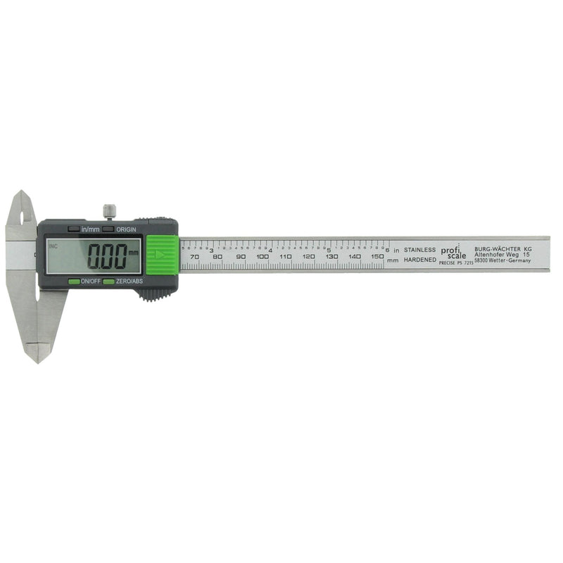 Burg-Wächter digital caliper, high-quality caliper for the finest distances and diameters, including case, display in millimeters and inches, 150 mm, black/gray