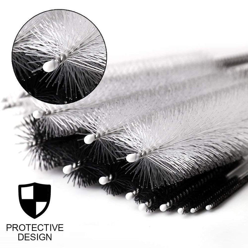 DiCUNO 2 Sets of Cleaning Brushes 8 Inch Nylon Tube Brushes Set with Protective Design [Updated Edition, 1 Set of Super Hard & 1 Set of Medium Hard]