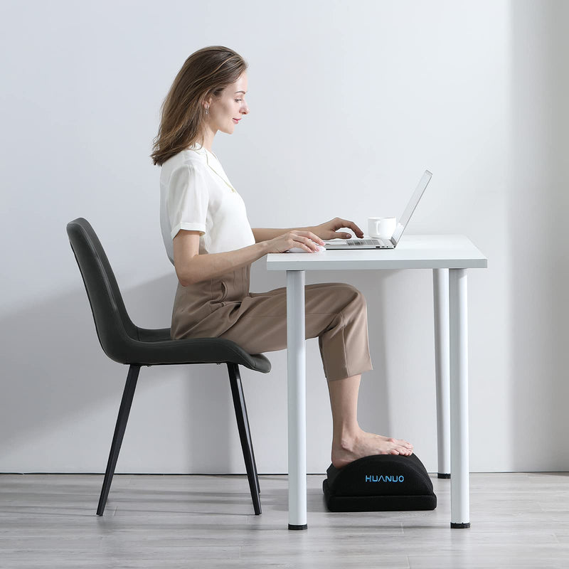 Foot Rest for Under Desk at Work, with 2 Optional Covers for Replacing, Double Layer Adjustable Foot Rest for Office, Home, Airplane, Travel, by HUANUO