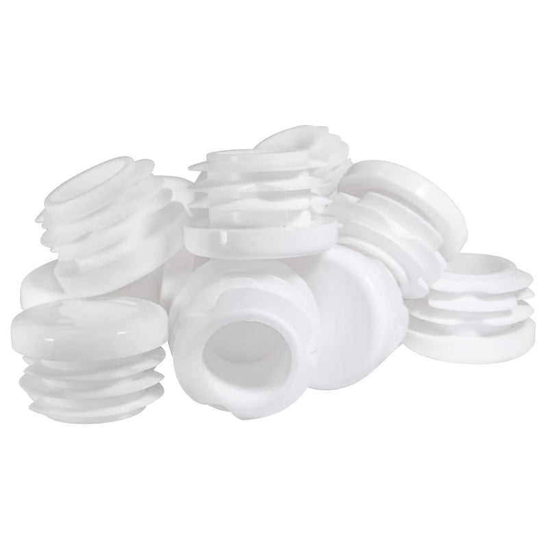 Prescott Plastics 1" Inch Round Plastic Plug Insert (10 Pack), white End Cap for Metal Tubing, Fence, Glide Insert for Pipe Post, Chairs and Furnitures 1.0" OD (1.0")