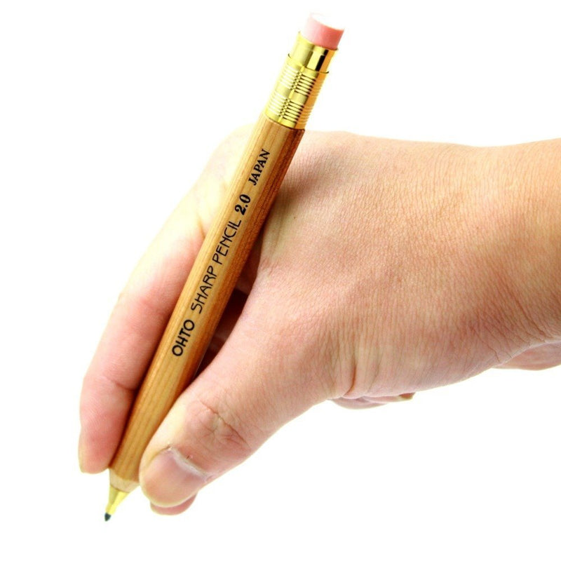 OHTO Mechanical Pencil Wood Sharp with Eraser 2.0, 2.0mm, Natural Wood Color Body (APS-680E-Natural) 1